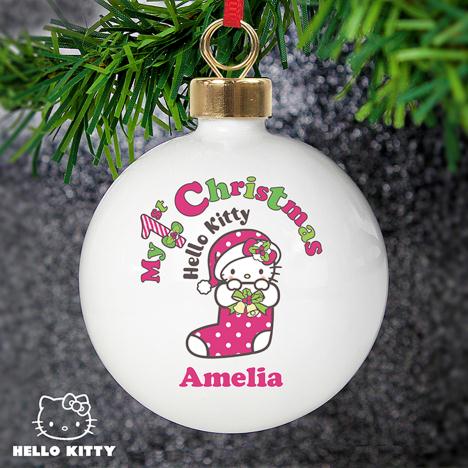 Personalised Hello Kitty My 1st Christmas Bauble Extra Image 3